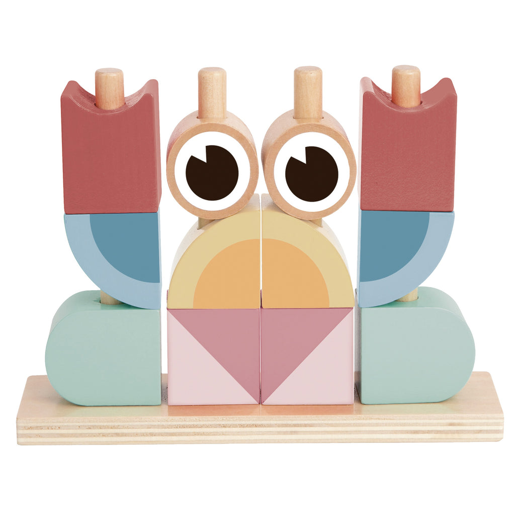 TOOKY TOY Krab Układanka Drewniana Stosy Klocki Bloki Pastelowy