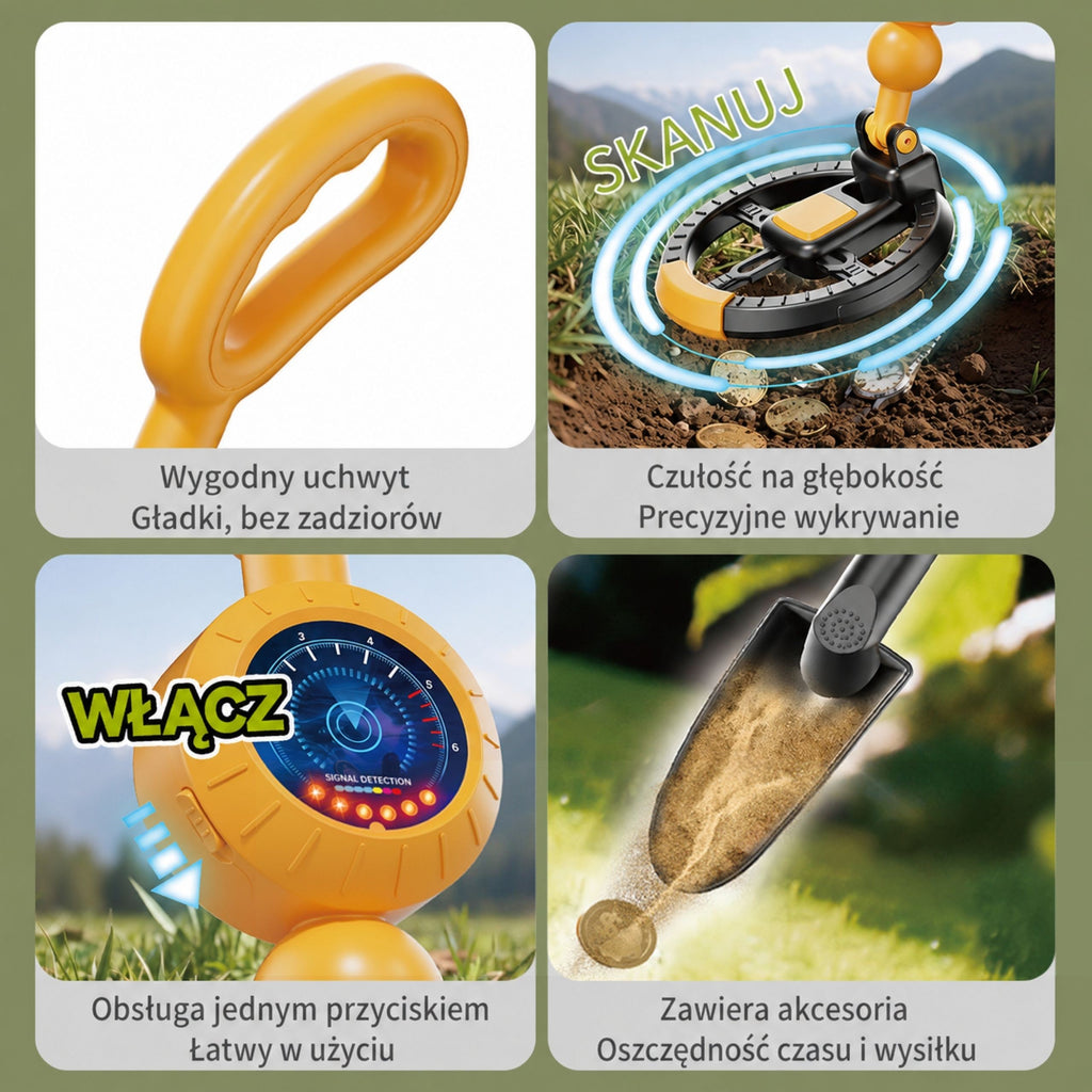 WOOPIE Wykrywacz Metali dla Dzieci Sonda Łopatka Skarb