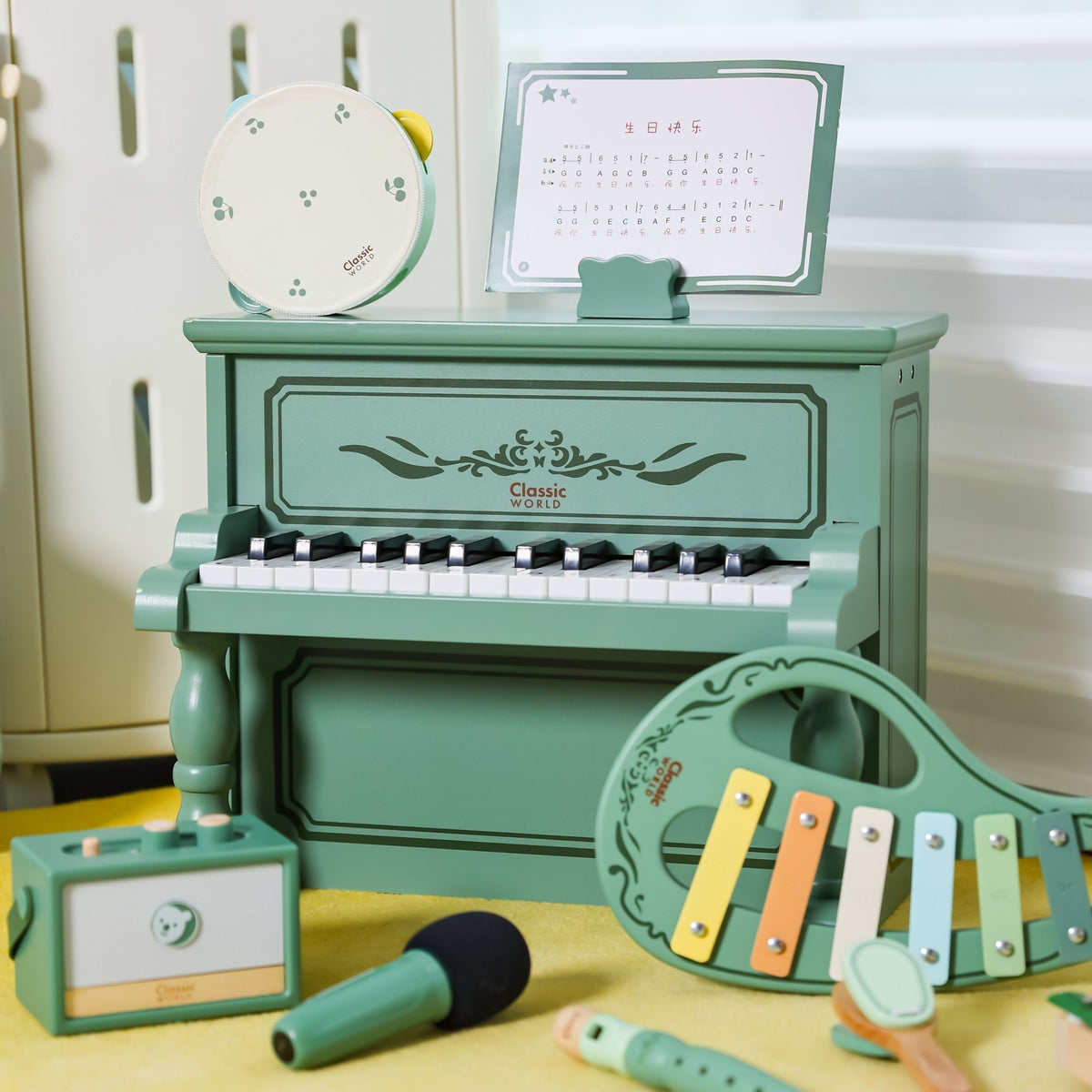 CLASSIC WORLD Pianinko Vintage + Książeczka do Nauki