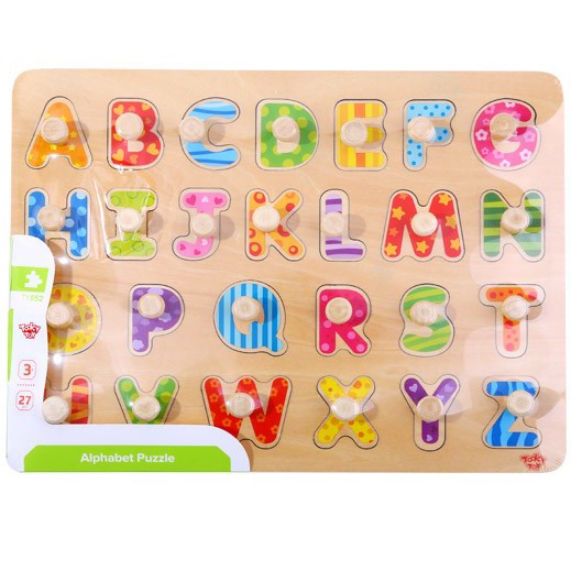 TOOKY TOY Puzzle Układanka Montessori z Pinezkami Alfabet