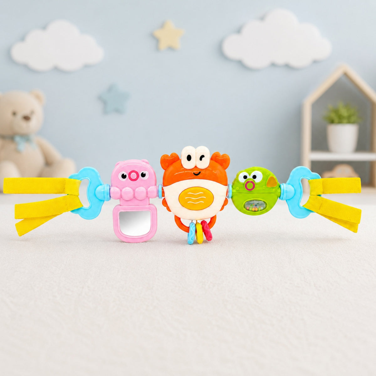 WOOPIE BABY Zawieszka do Wózka Łóżeczka Sensoryczna Grający Krab Lusterko Rybka 6m