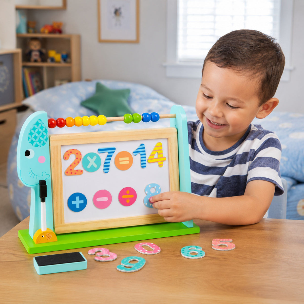 TOOKY TOY Duża Drewniana Tablica Dwustronna Magnetyczna+ Kredowa