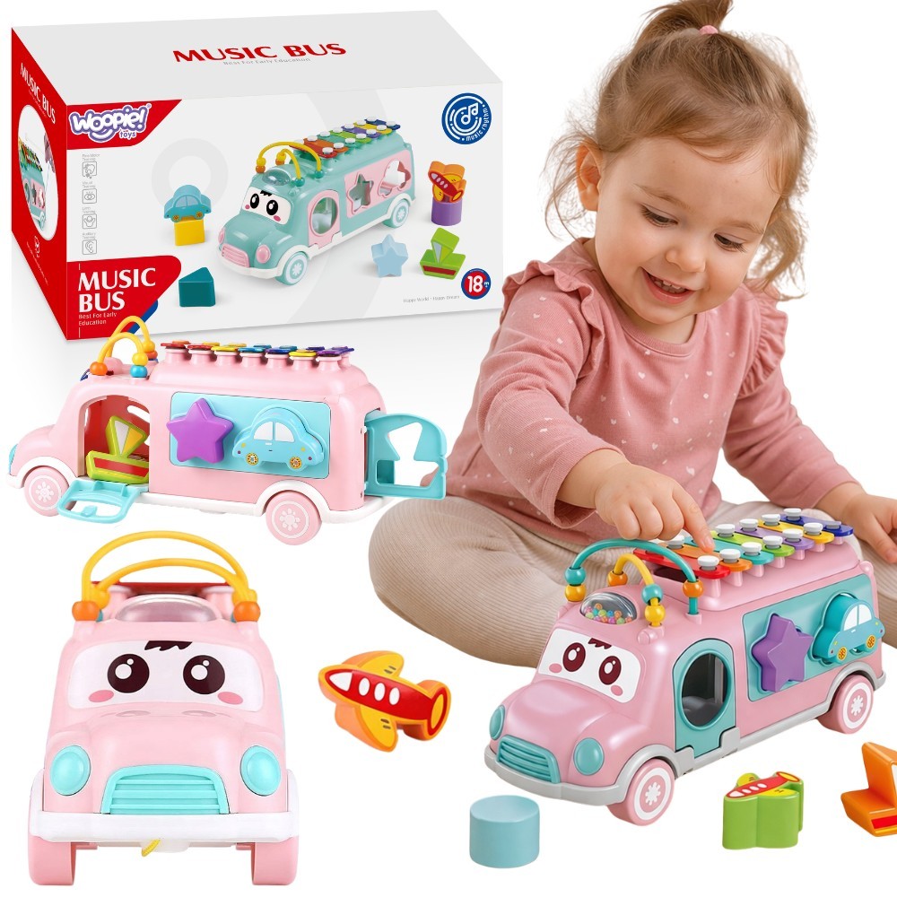 WOOPIE BABY Samochodzik Muzyczny Sorter z Cymbałkami Różowy