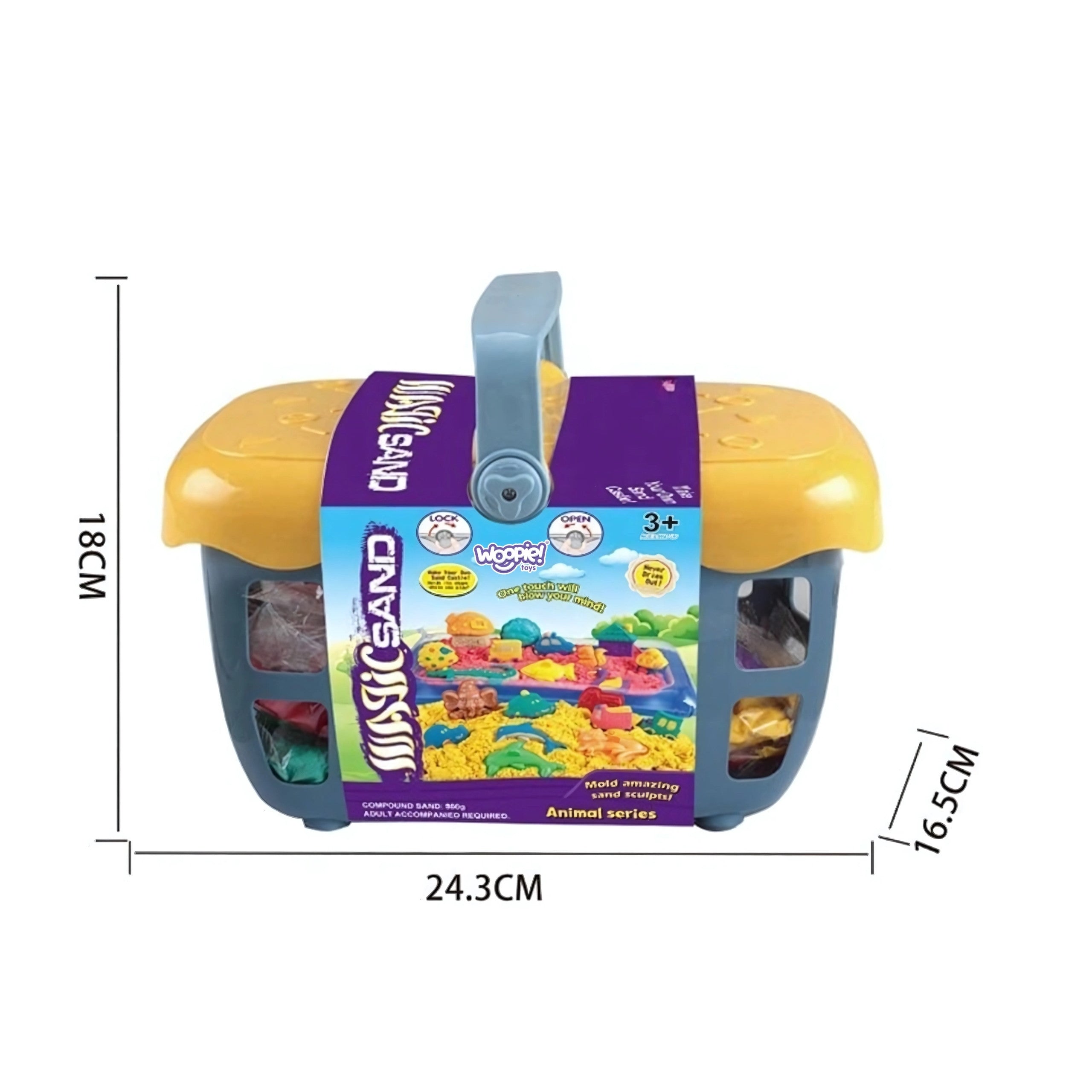 WOOPIE Piasek Kinetyczny 0,8 kg Zestaw w Koszyku z Foremkami +  /