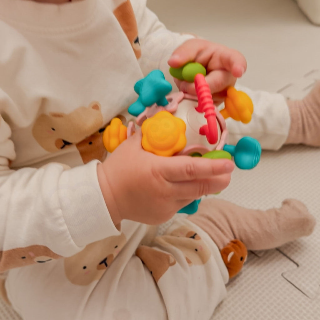 WOOPIE BABY Miękka Grzechotka 4w1 Gryzak Zabawka Sensoryczna dla Niemowląt 0m+