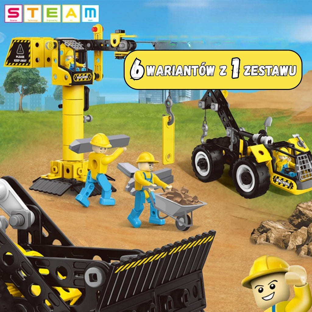 WOOPIE Zestaw Konstrukcyjny Pojazdy Budowlane STEAM 6w1 223 el.