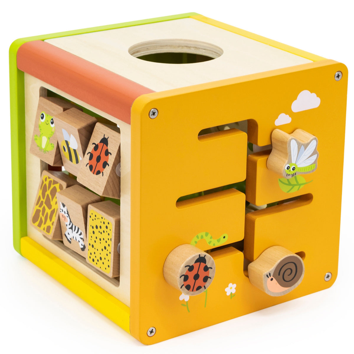VIGA Drewniana Kostka Edukacyjna 5w1 Sorter Przeplatanka Montessori