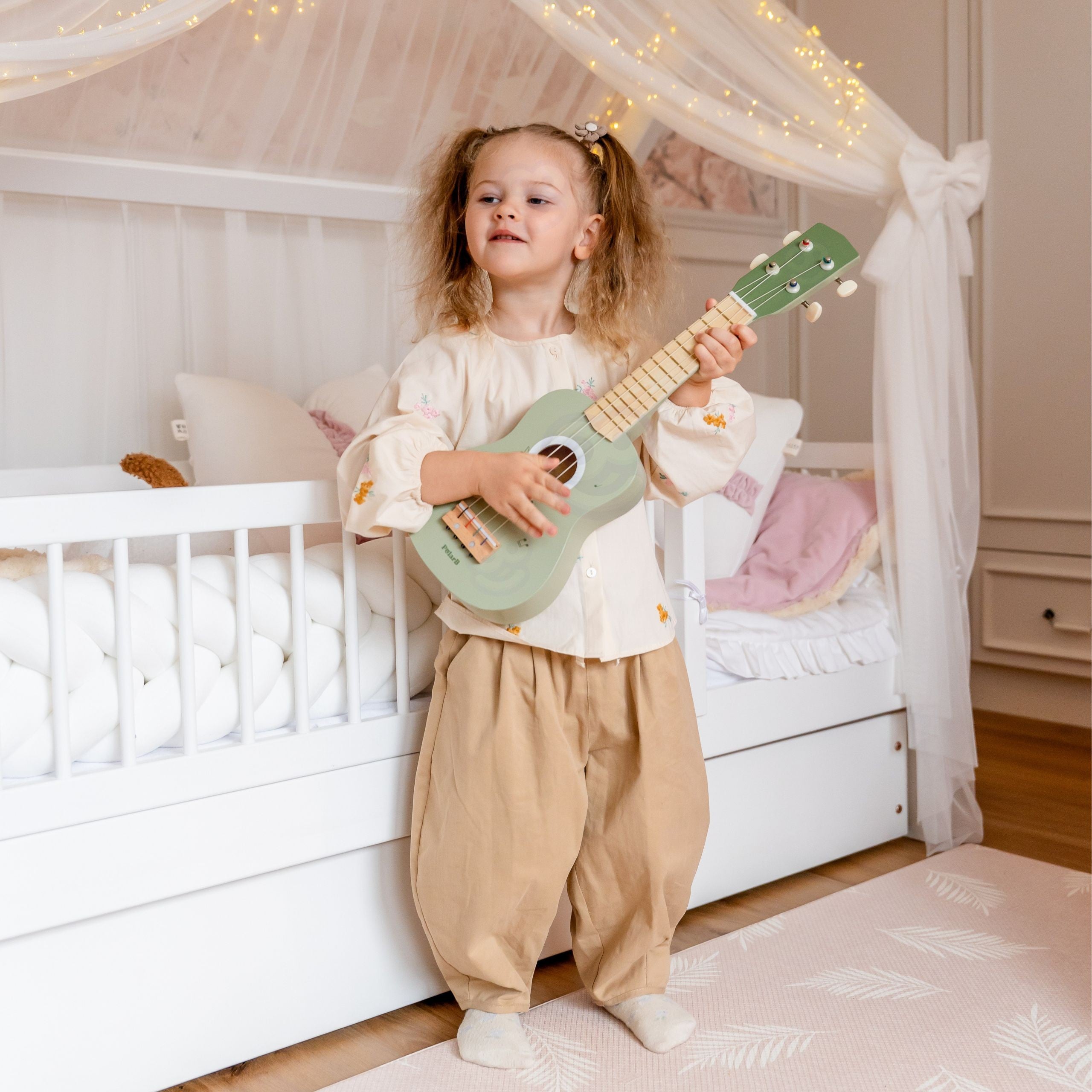 Viga Drewniane Ukulele Gitara Dla Dzieci Zielone Z Nutami
