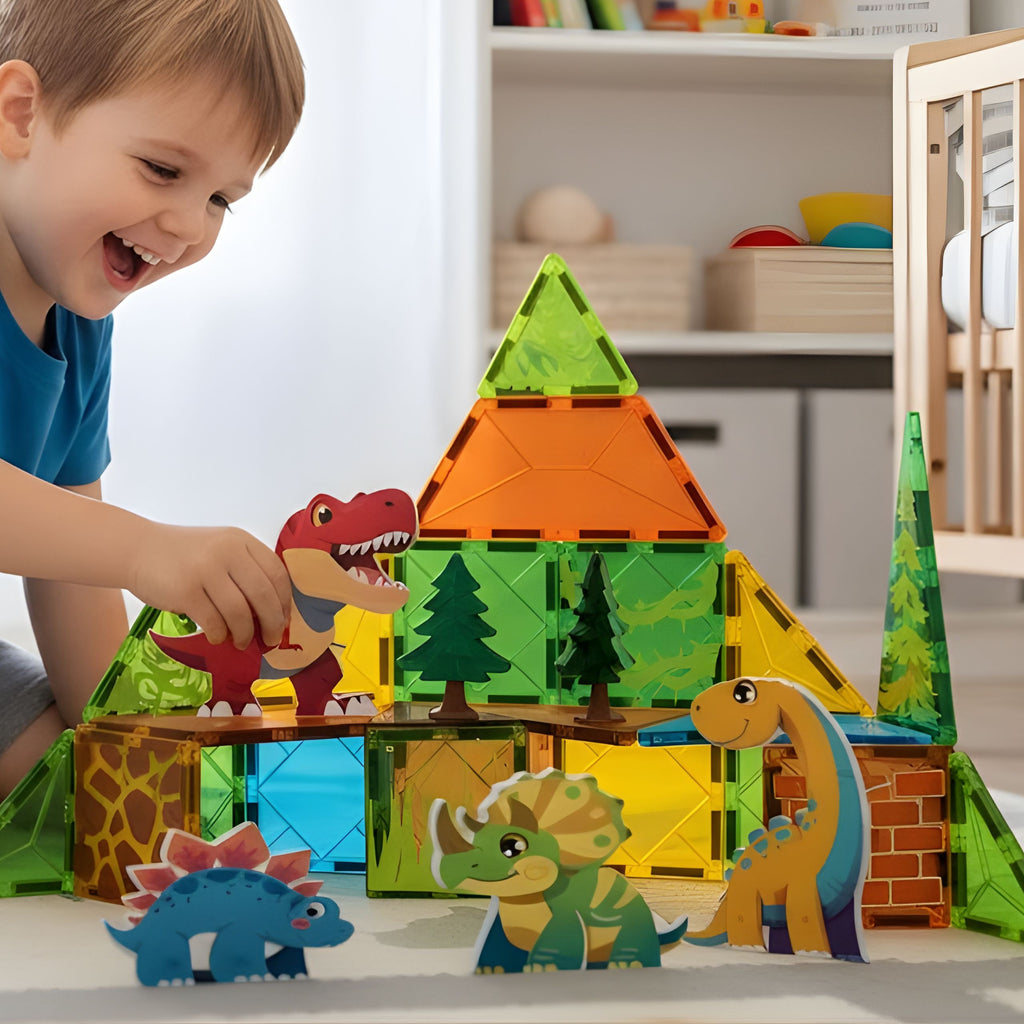 WOOPIE Magnetyczne Klocki Konstrukcyjne 7,5 cm Dino 30 el.