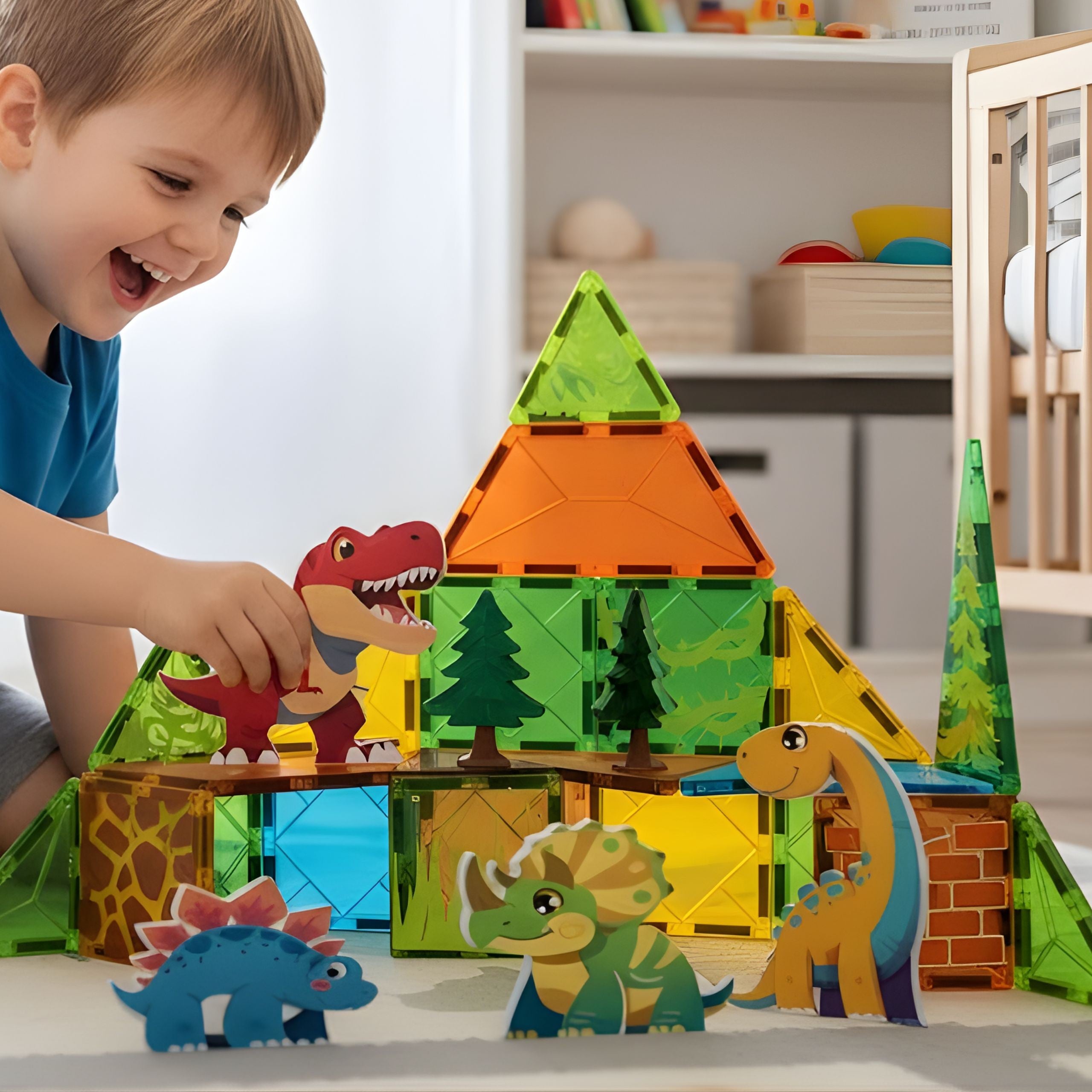 WOOPIE Magnetyczne Klocki Konstrukcyjne 7,5 cm Dino 30 el.