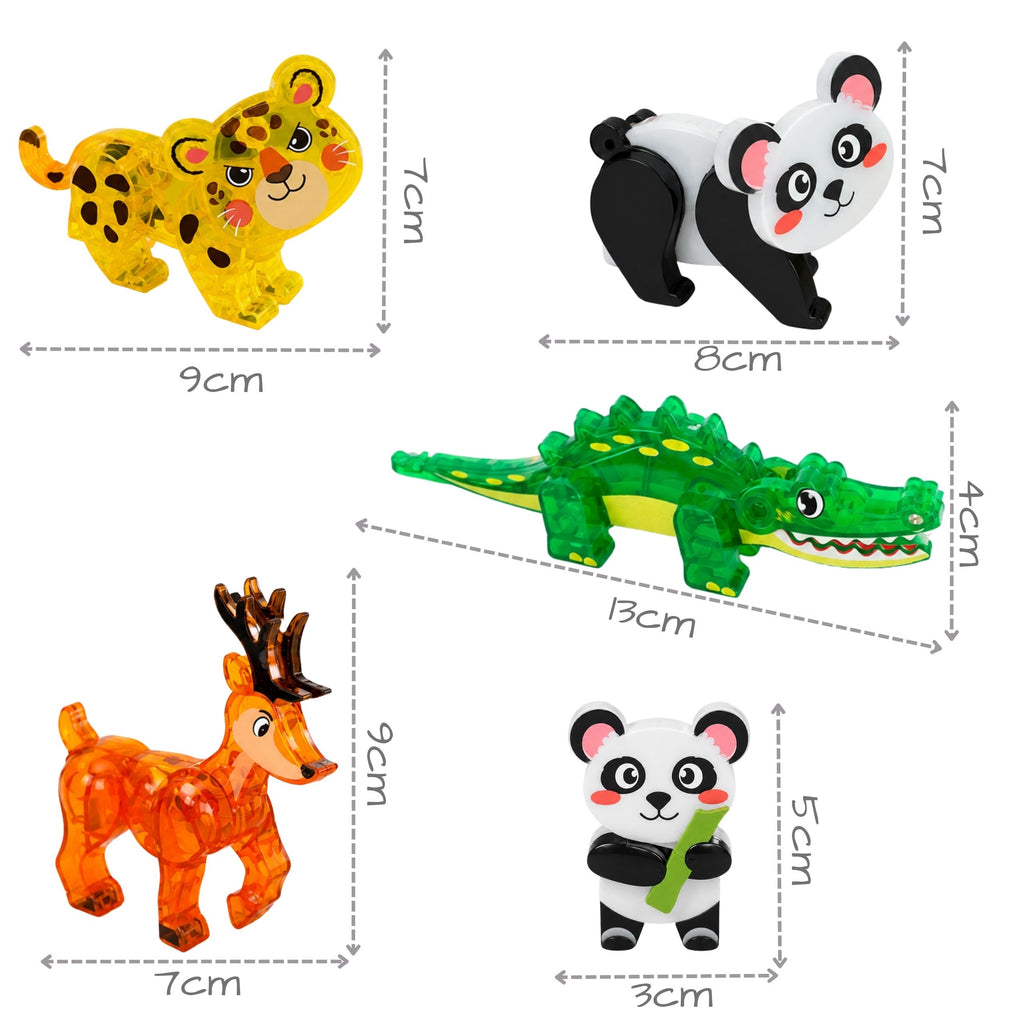 WOOPIE Klocki Magnetyczne Konstrukcyjne 3D Zestaw Edukacyjny Rzadkie Zwierzęta 45el.
