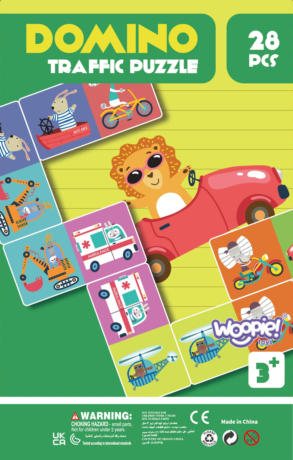 WOOPIE Gra Edukacyjna Transport Zwierzęta Puzzle Domino Montessori