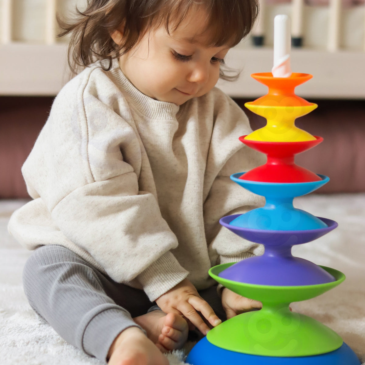 WOOPIE BABY Kolorowa Wieża Układanka Piramidka Edukacyjna 18m+