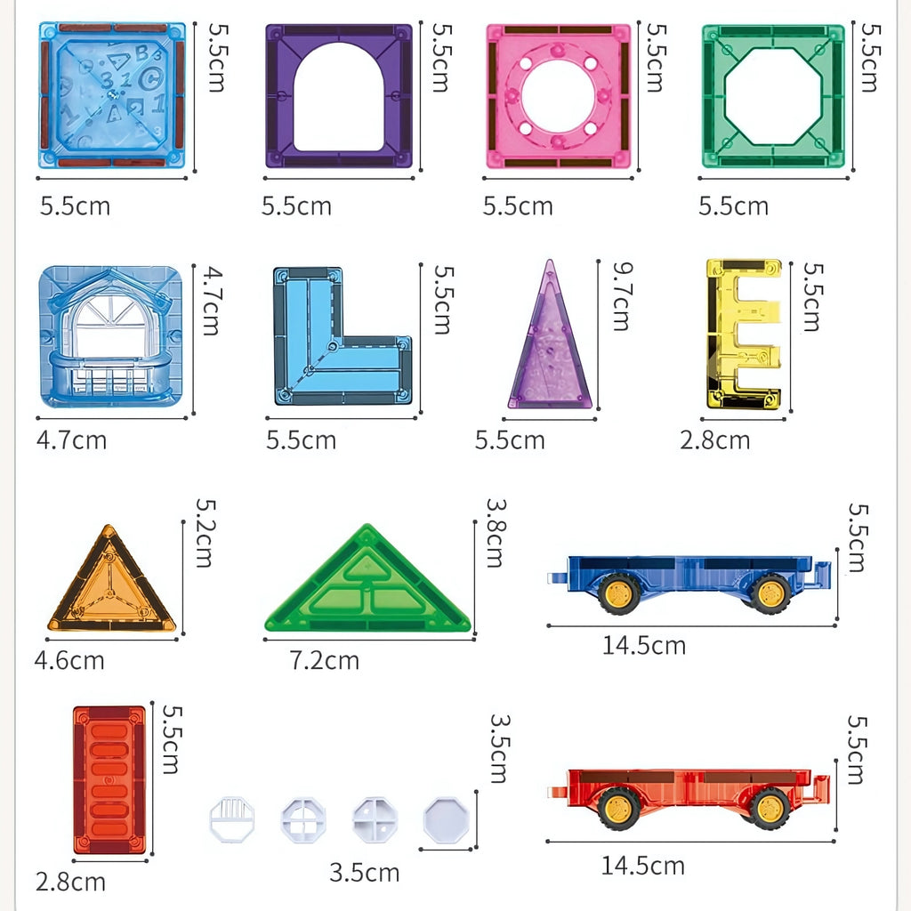 WOOPIE Klocki Magnetyczne Konstrukcyjne 3D Zestaw Edukacyjny Zamek Pojazdy110el..