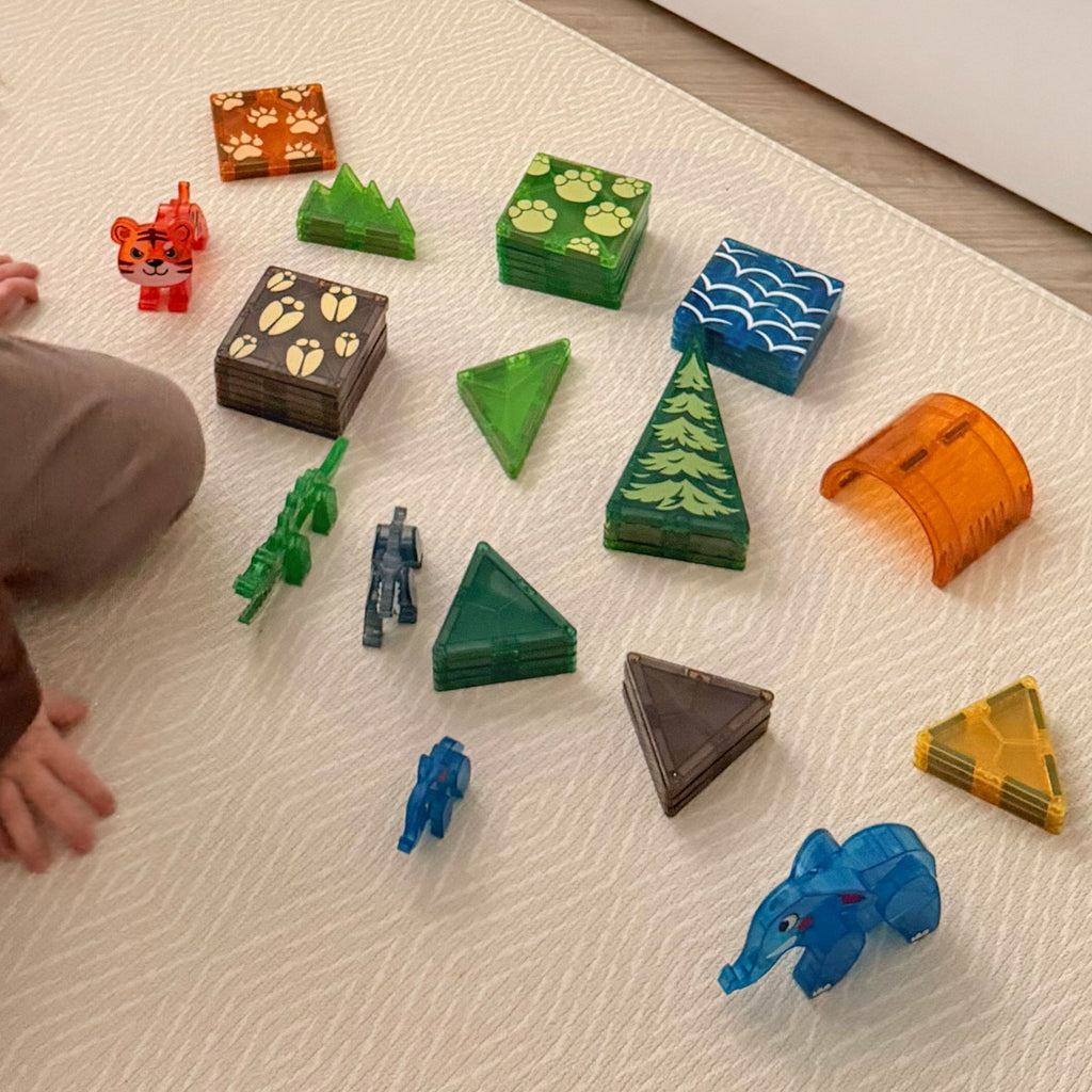 WOOPIE Klocki Magnetyczne Konstrukcyjne 3D Zestaw Edukacyjny Zwierzęta Dżungli 45el.