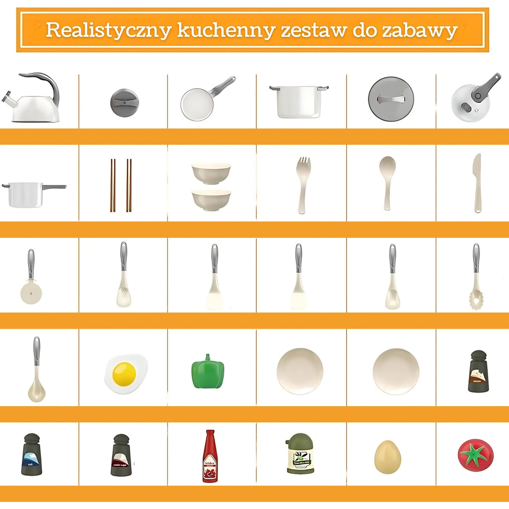 WOOPIE Zestaw Małego Kucharza Garnki Patelnia Czajnik Biały 32el.