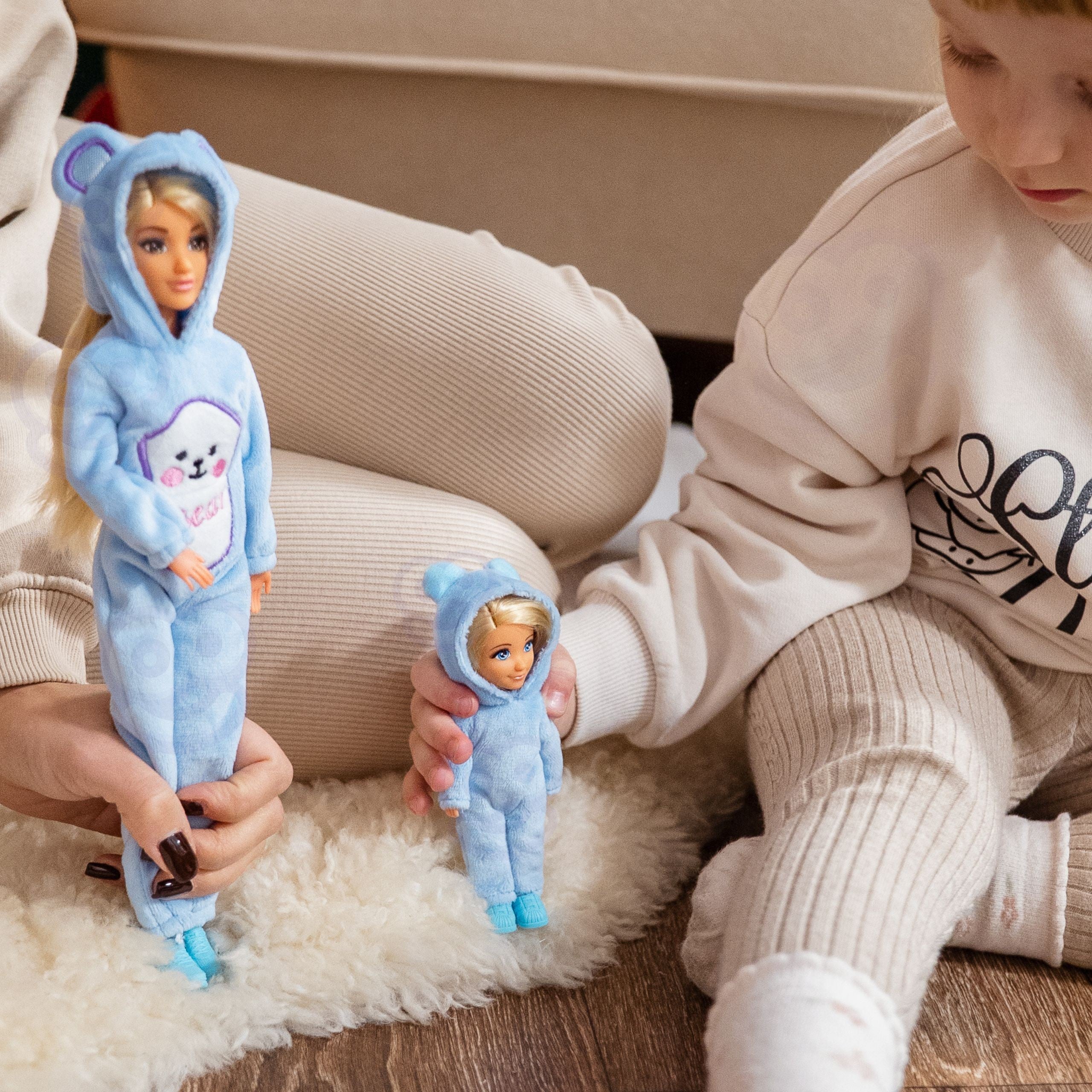 WOOPIE ROYAL Lalki Kombinezony Niebieskie Misie Zestaw 2szt.