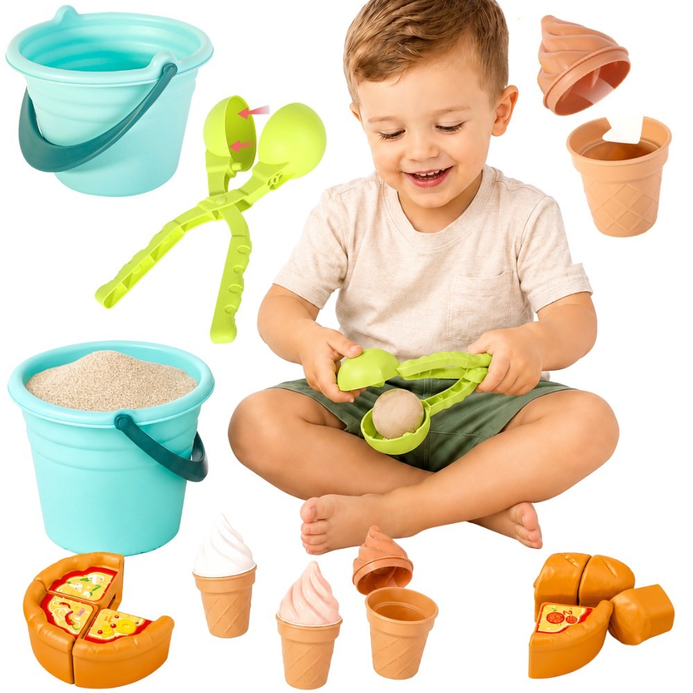WOOPIE Zestaw do Piasku FUN ICE CREAM Lody 2w1 Fabryka Śnieżek 15 el.