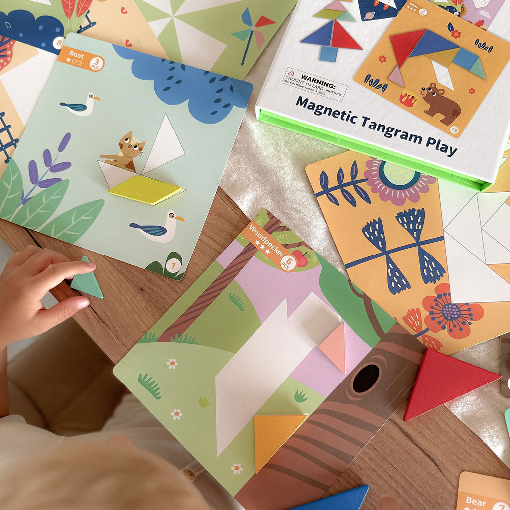 TOOKY TOY Puzzle Tangram Układanka dla Dzieci Nauka Kształtów Figury Kształty 18el.