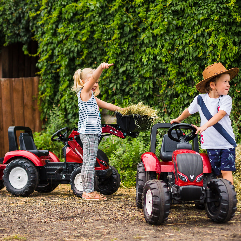 FALK Traktor na Pedały Valtra S4 Bordowy z Przyczepą 3-7 lat