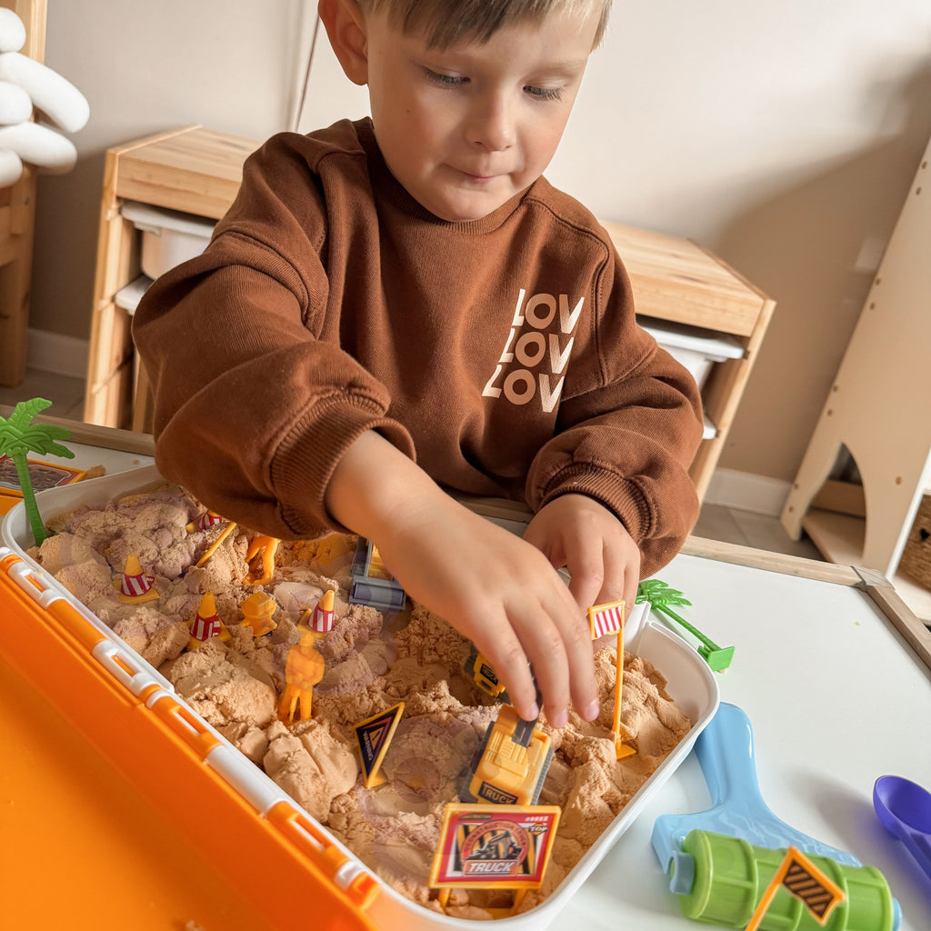 WOOPIE Zestaw Piasek Kinetyczny Plac Budowy w Walizce Pojazdy 1kg