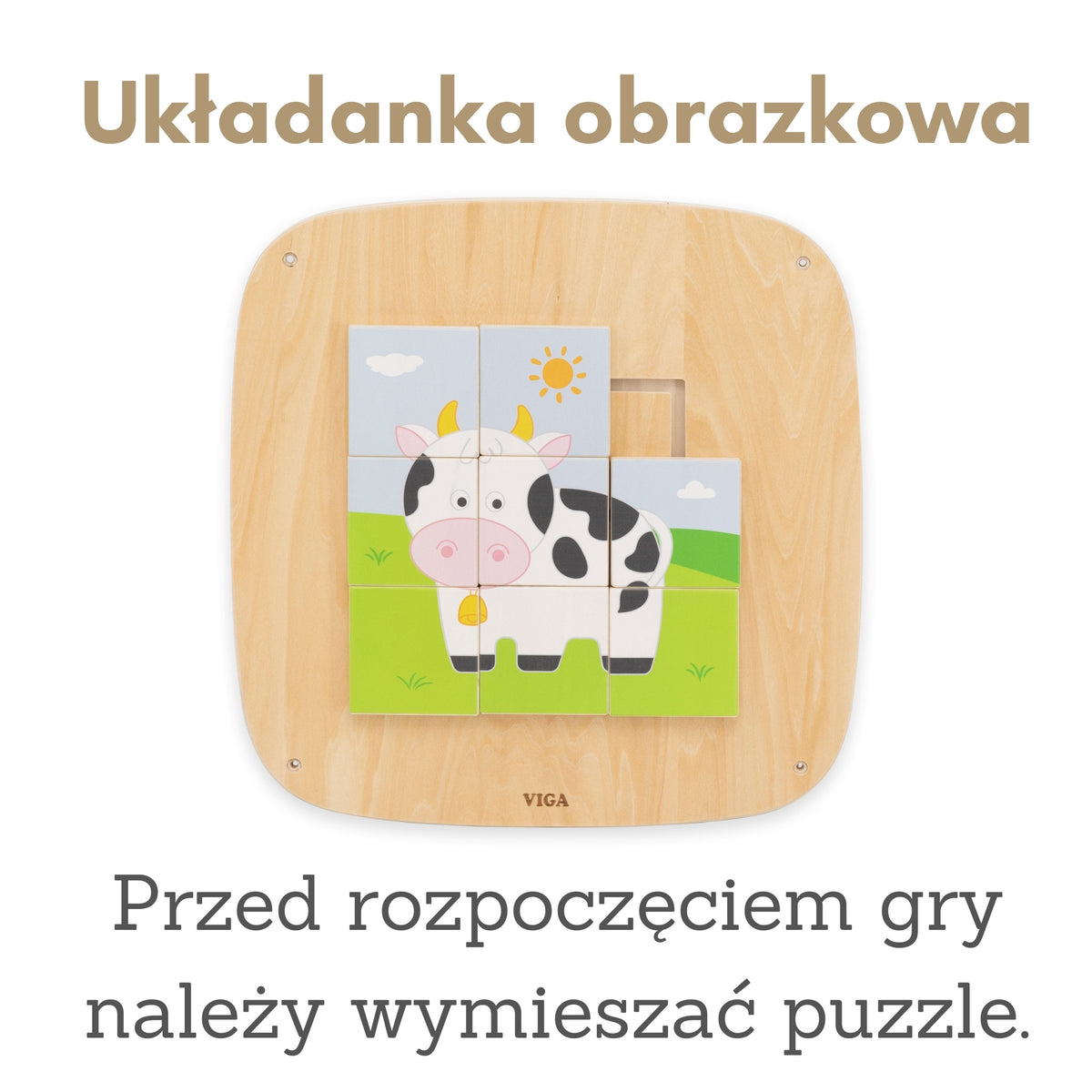 VIGA Drewniana Tablica Manipulacyjna Sensoryczna Układanka Obrazkowa