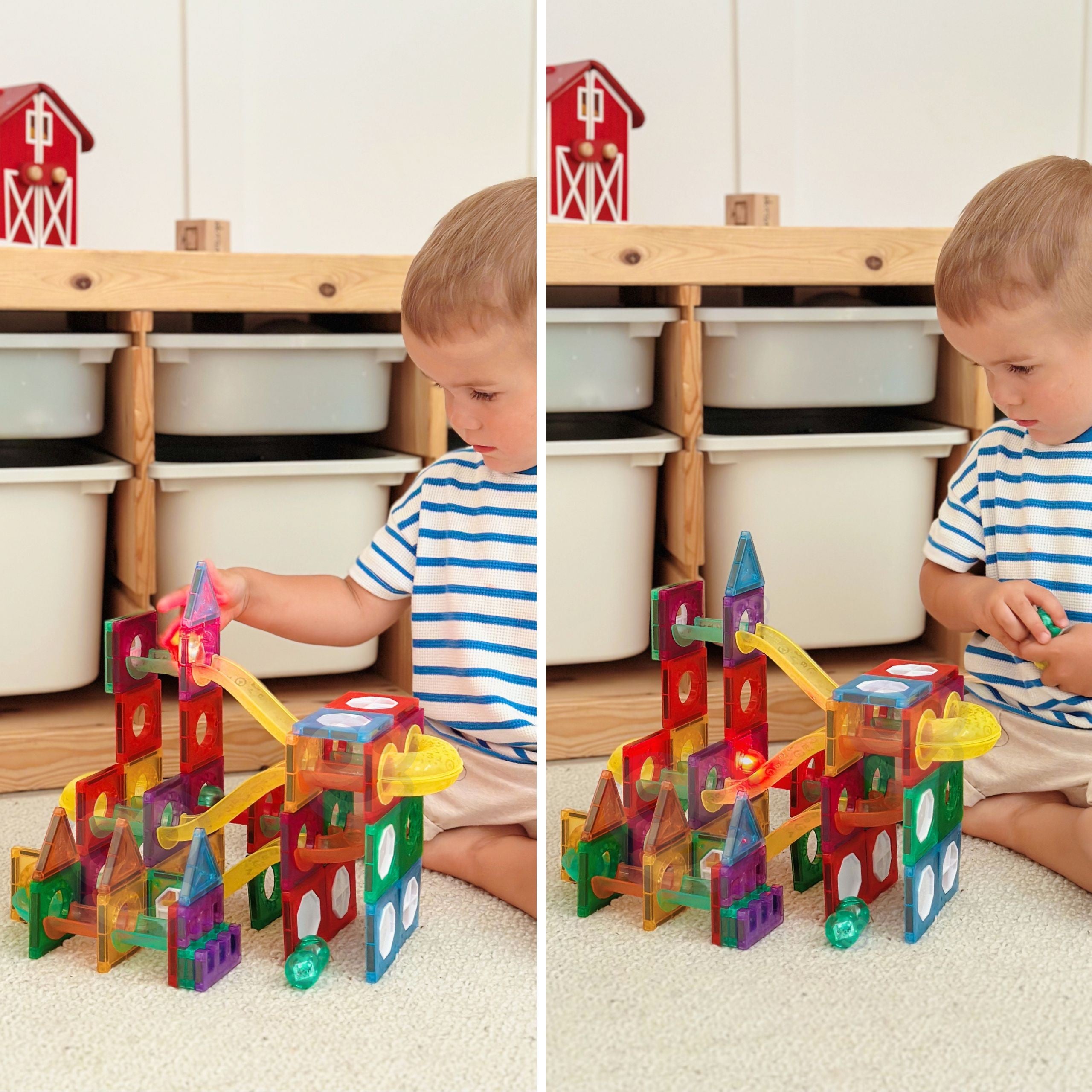 WOOPIE Klocki Magnetyczne Konstrukcyjne 3D Zestaw Edukacyjny Tor Kulkowy 105el.