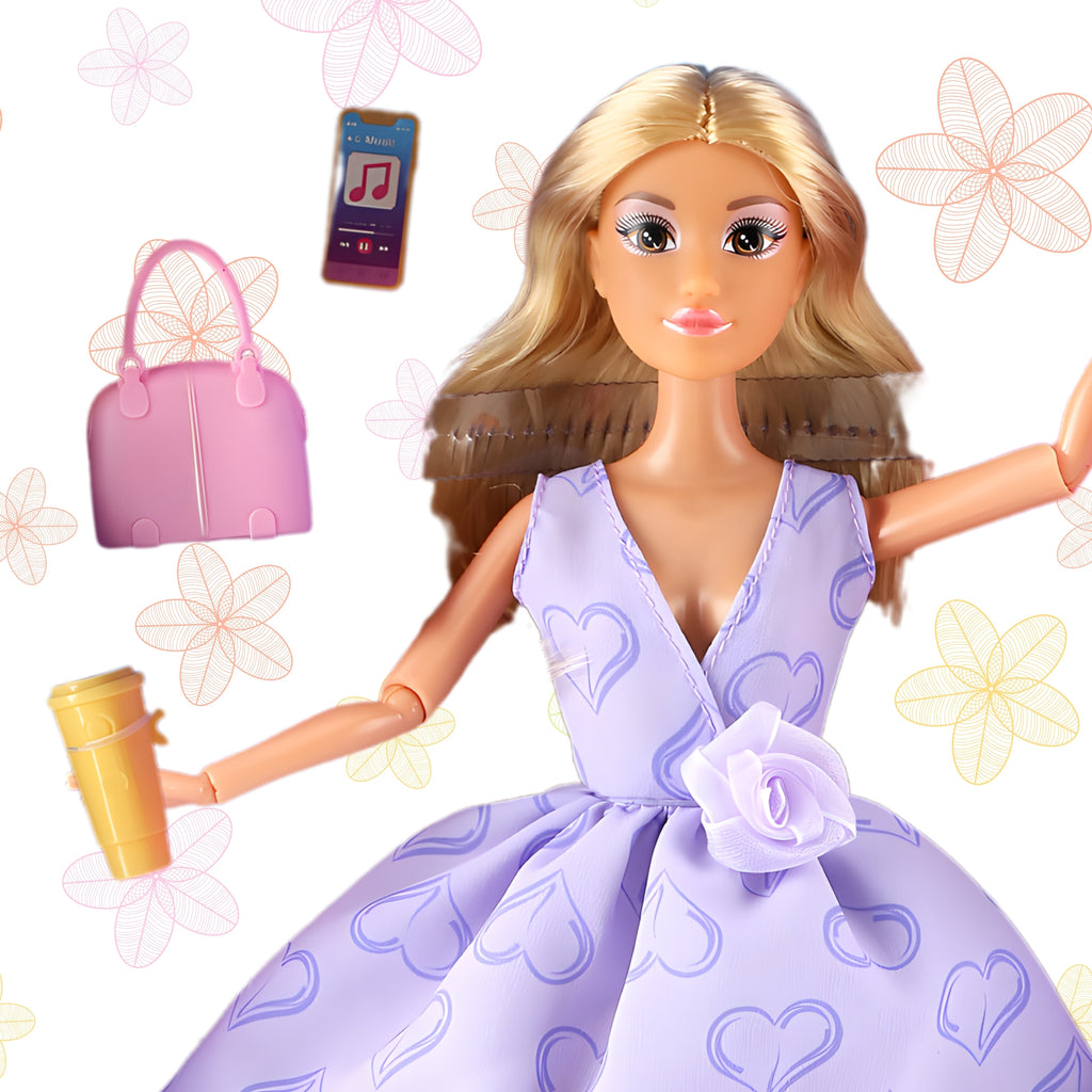 WOOPIE ROYAL Lalka Lily Długie Blond Włosy 30 cm Lawendowa Suknia Akcesoria