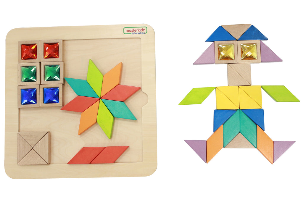 MASTERKIDZ Układanka Mozaika Nauka Kolorów i Kształtów Tangram Montessori