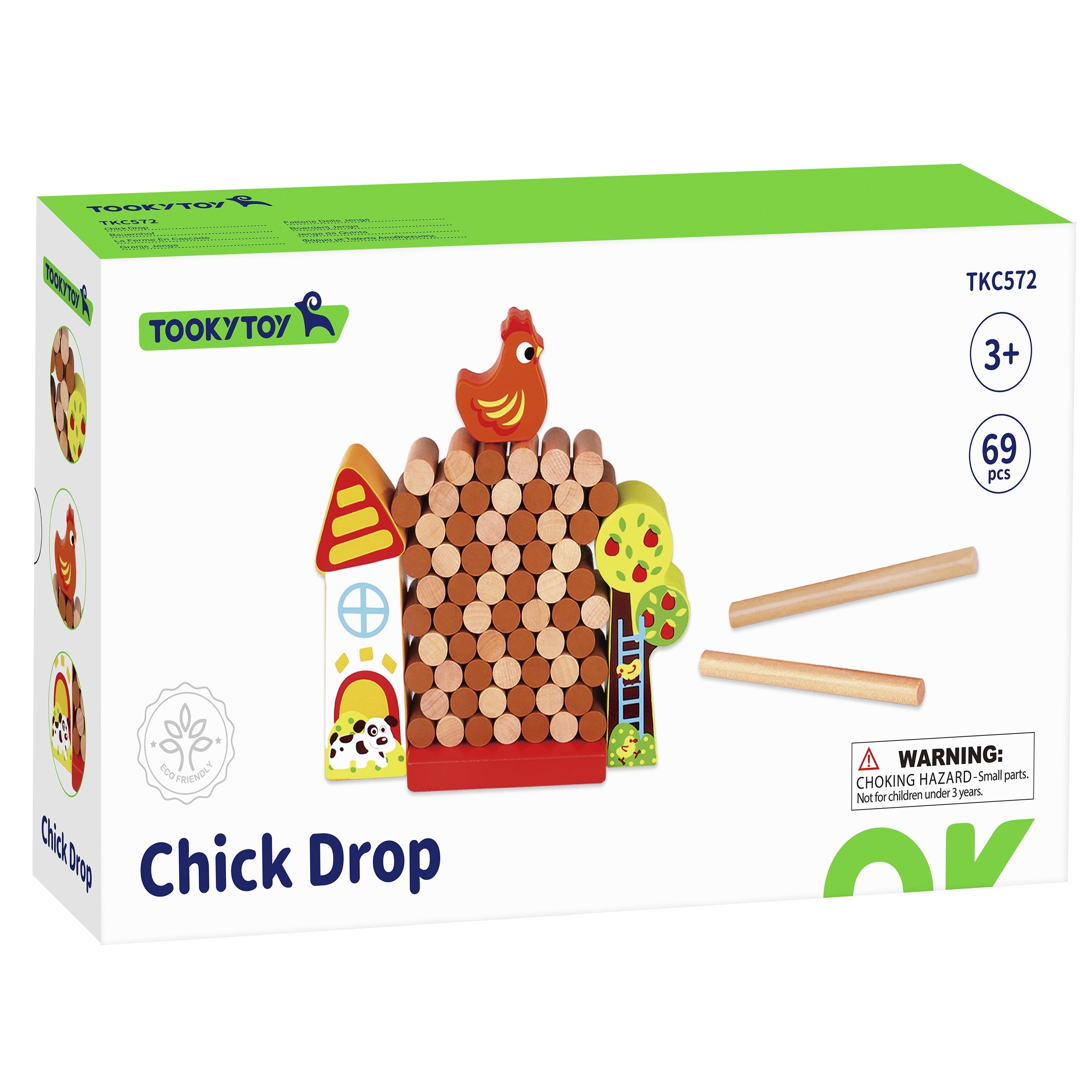 TOOKY TOY Gra Zręcznościowa Spadająca Kura Drewniana Farma