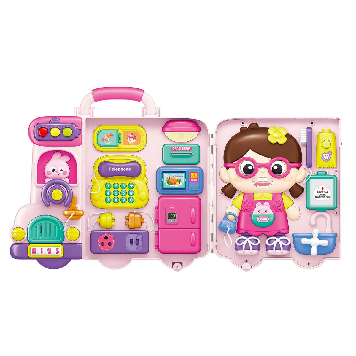 WOOPIE BABY Interaktywna Tablica Manipulacyjna Busy Car Walizka 3w1 Dźwięk Światło