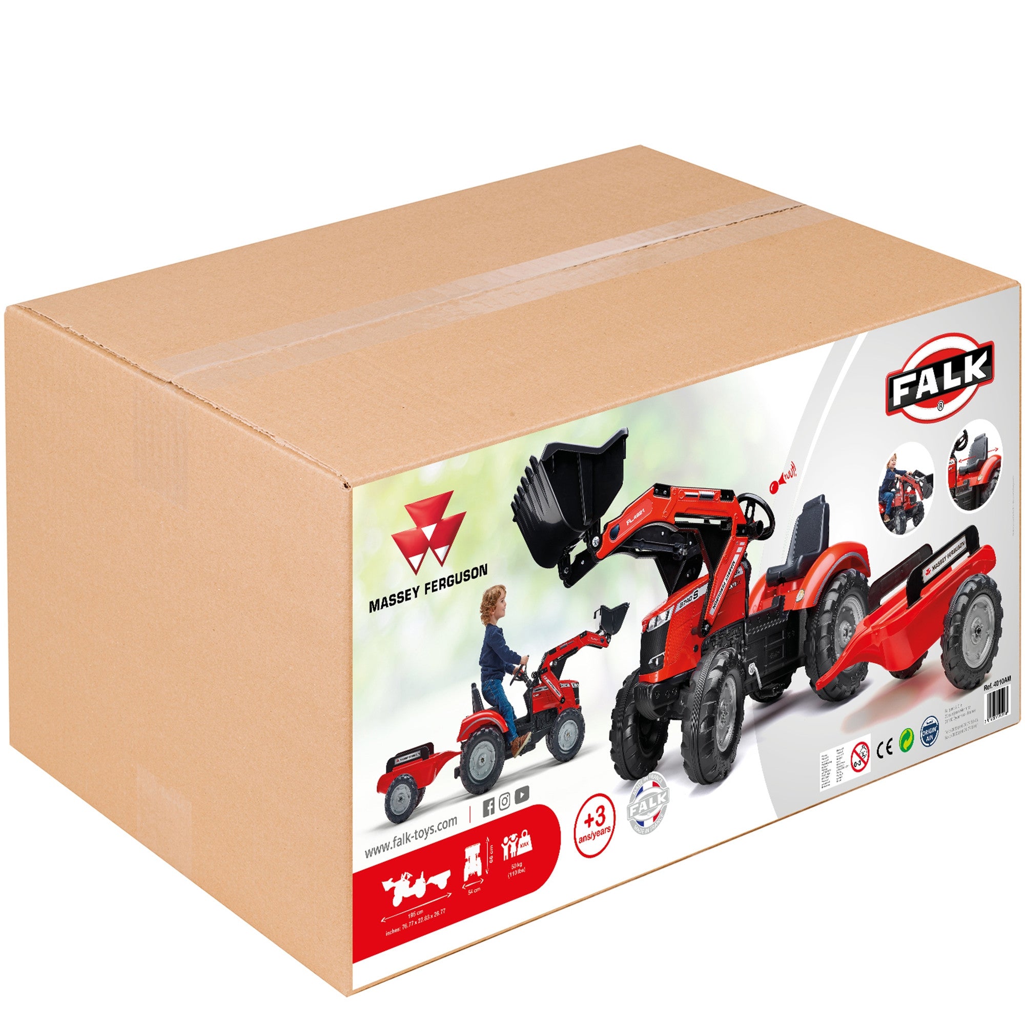 FALK Traktor na Pedały Massey Ferguson 8740S z Łyżką i Przyczepą 3-7 lat