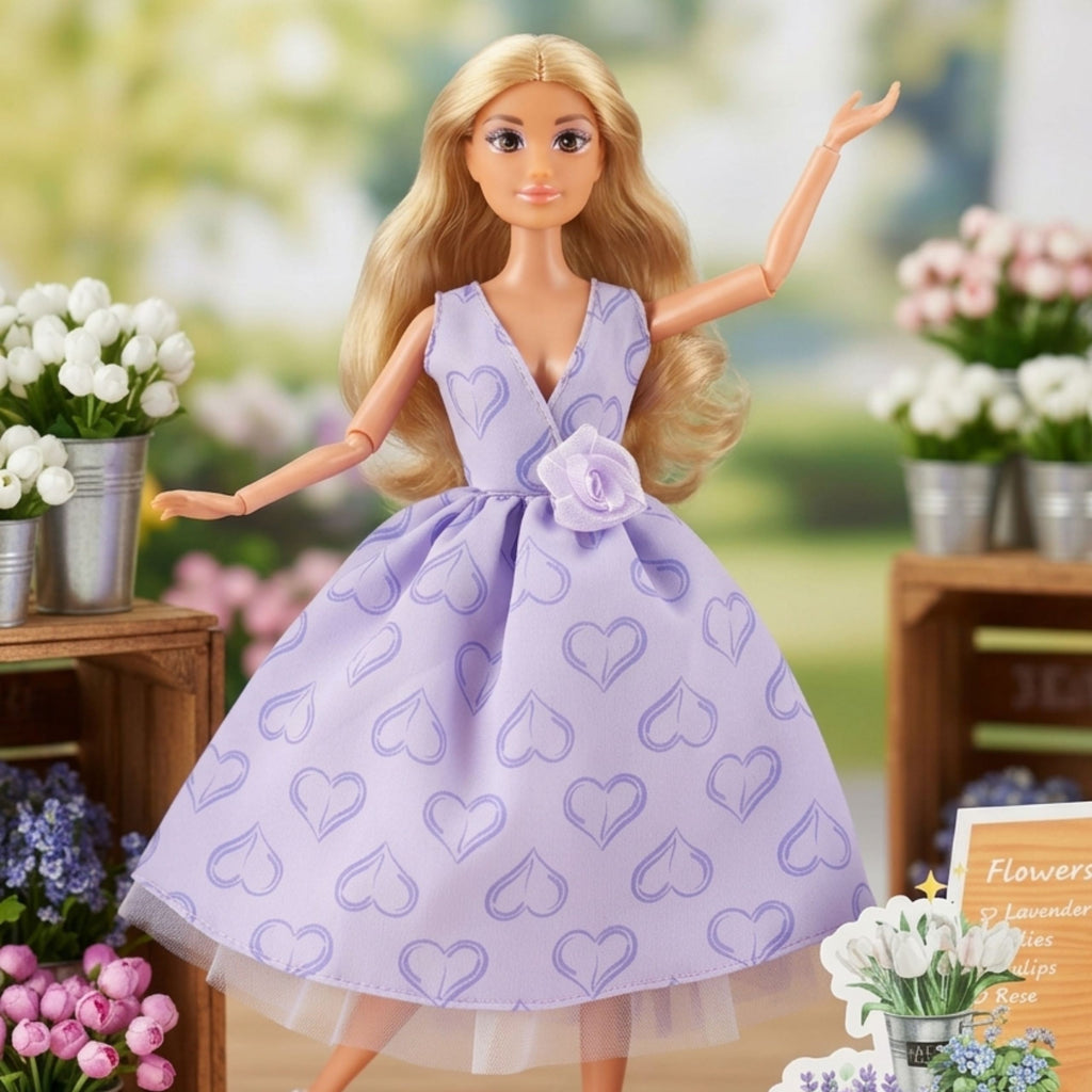 WOOPIE ROYAL Lalka Lily Długie Blond Włosy 30 cm Lawendowa Suknia Akcesoria