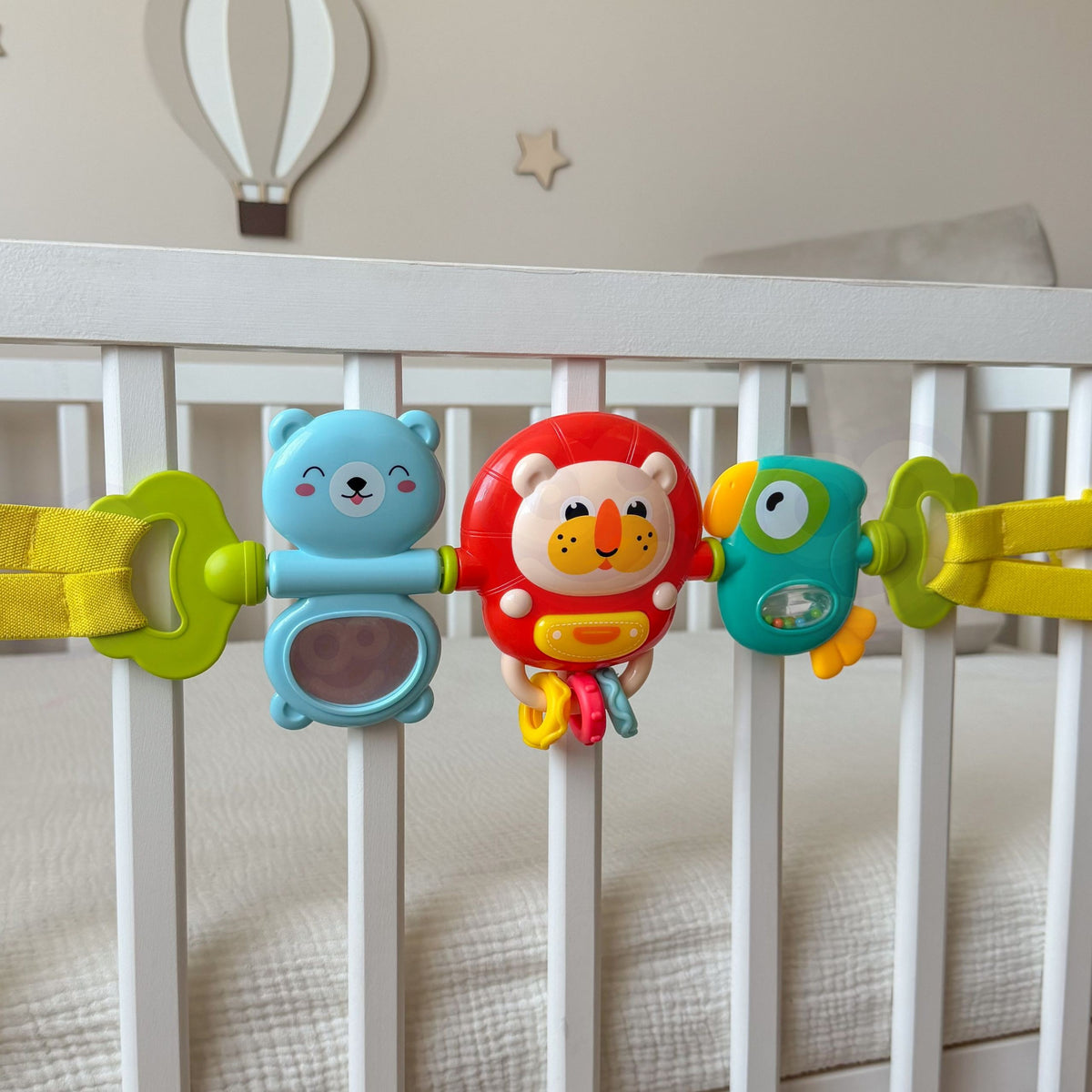 WOOPIE BABY Zawieszka Wózka Łóżeczka Sensoryczna Grająca Grzechotka Lusterko 6m+