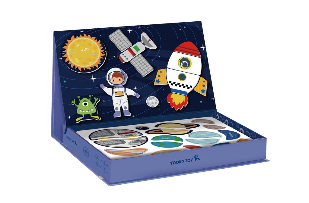 TOOKY TOY Układanka Magnetyczna Puzzle Montessori Pudełko Edukacyjne Kosmos 72 el.