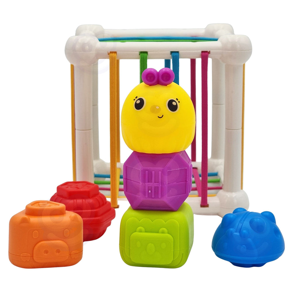 WOOPIE BABY Elastyczna Kostka Sensoryczna Sorter dla Dzieci Zwierzątka + Grzechotka 7 el.