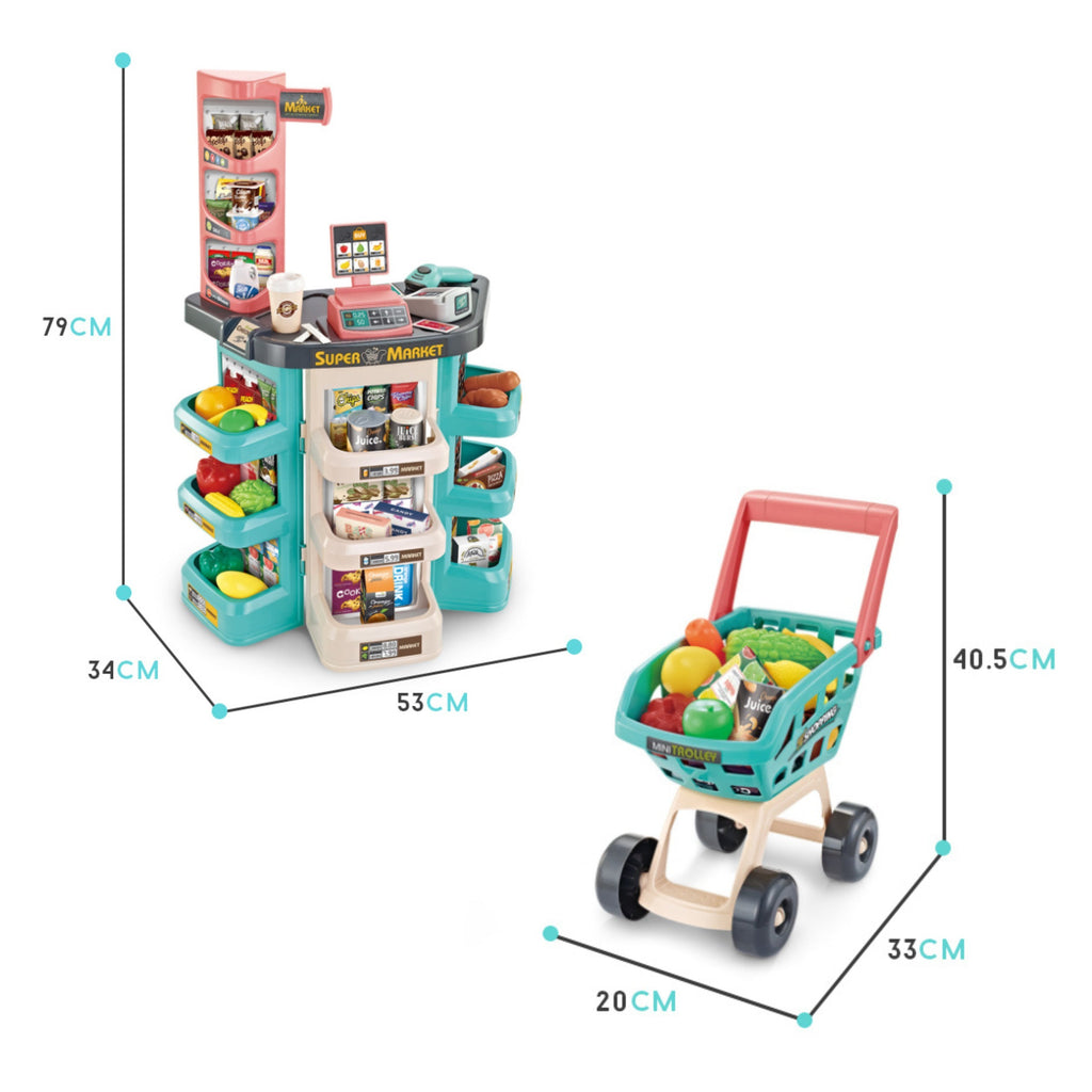 WOOPIE Sklep Supermarket i Wózek Koszyk Sklepowy Kasa Waga Skaner 47 akc