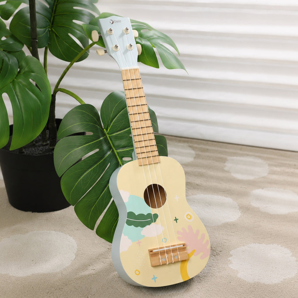 CLASSIC WORLD Drewniane Ukulele Gitara dla Dzieci Niebieskie