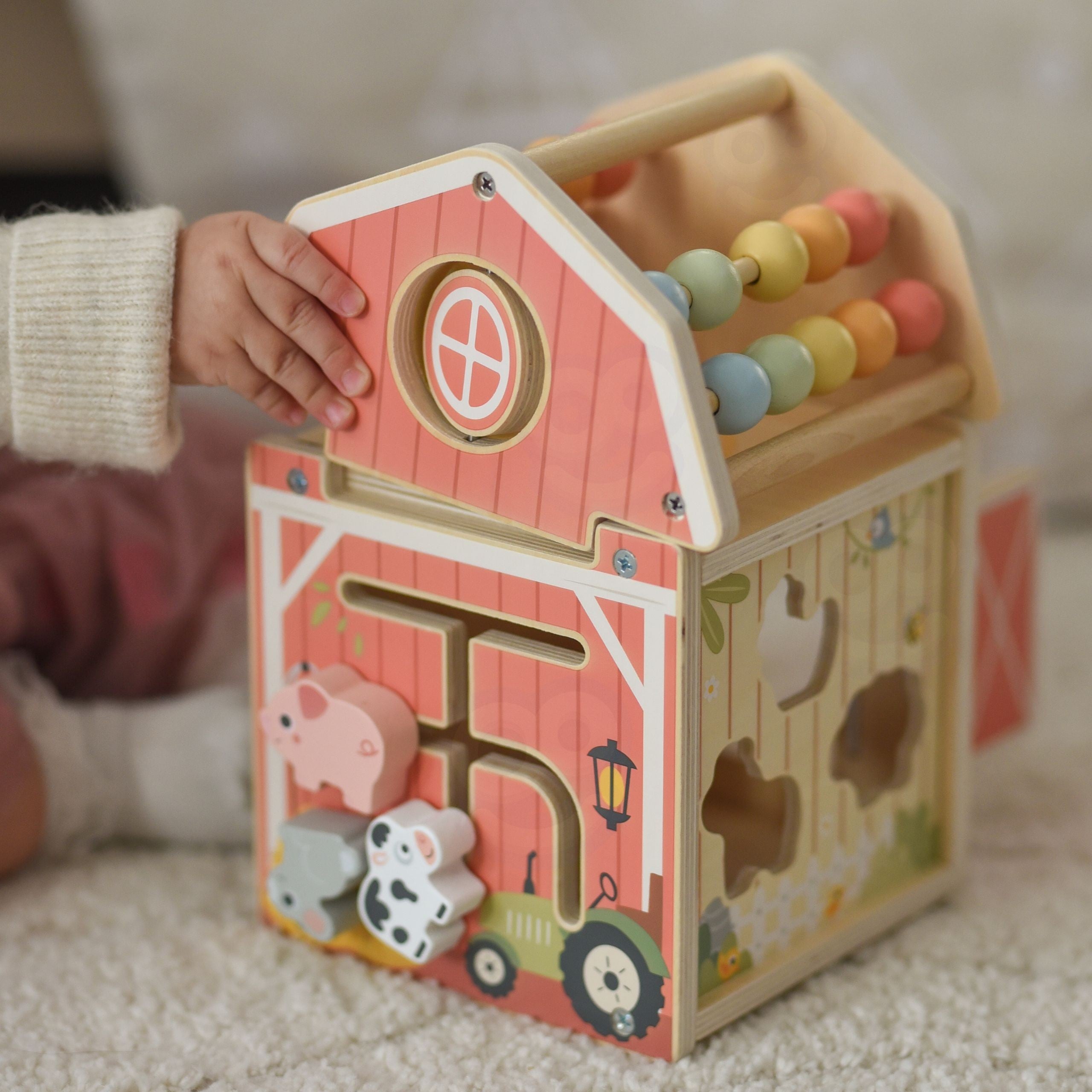 TOOKY TOY Drewniana Stodoła Aktywności Sorter Liczydło Montessori