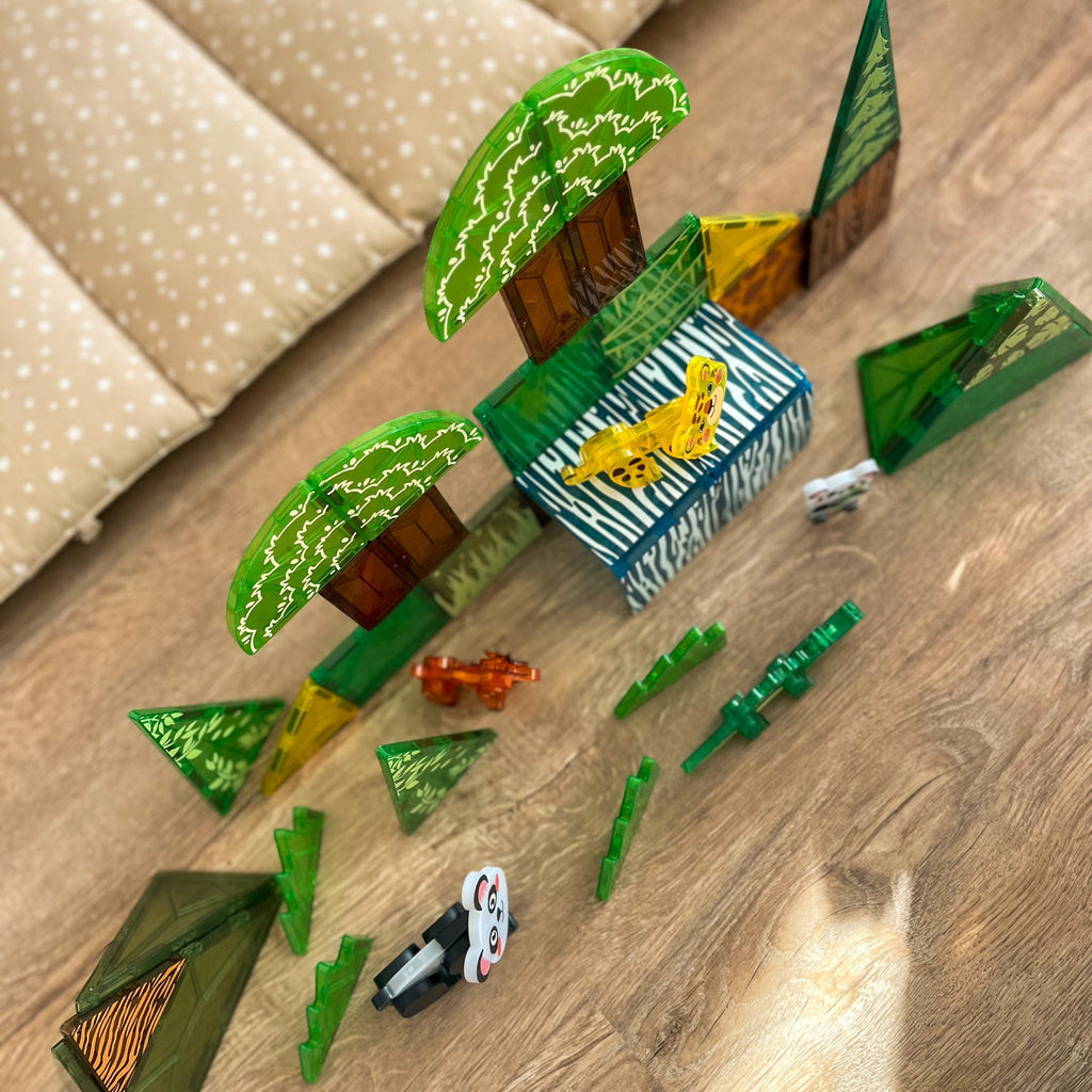 WOOPIE Klocki Magnetyczne Konstrukcyjne 3D Zestaw Edukacyjny Rzadkie Zwierzęta 45el.
