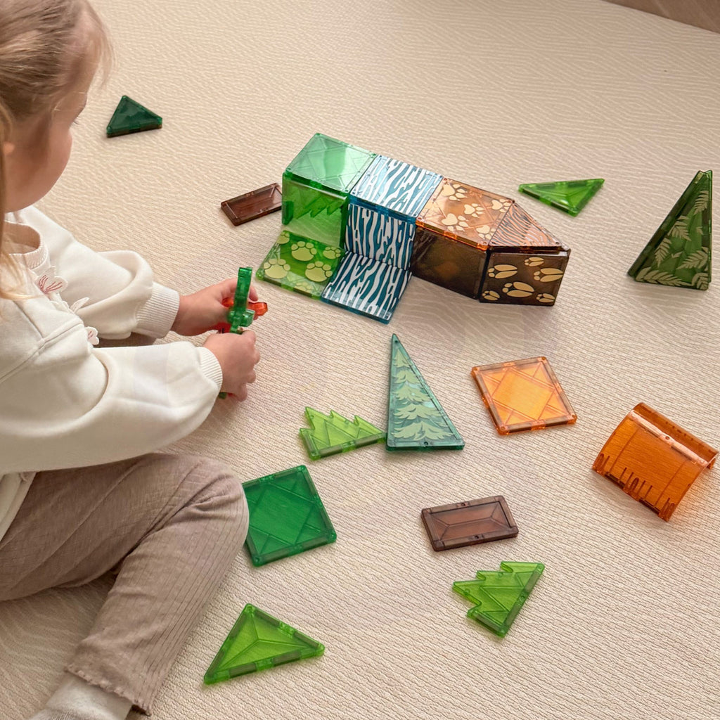 WOOPIE Klocki Magnetyczne Konstrukcyjne 3D Zestaw Edukacyjny Zwierzęta Dżungli 45el.