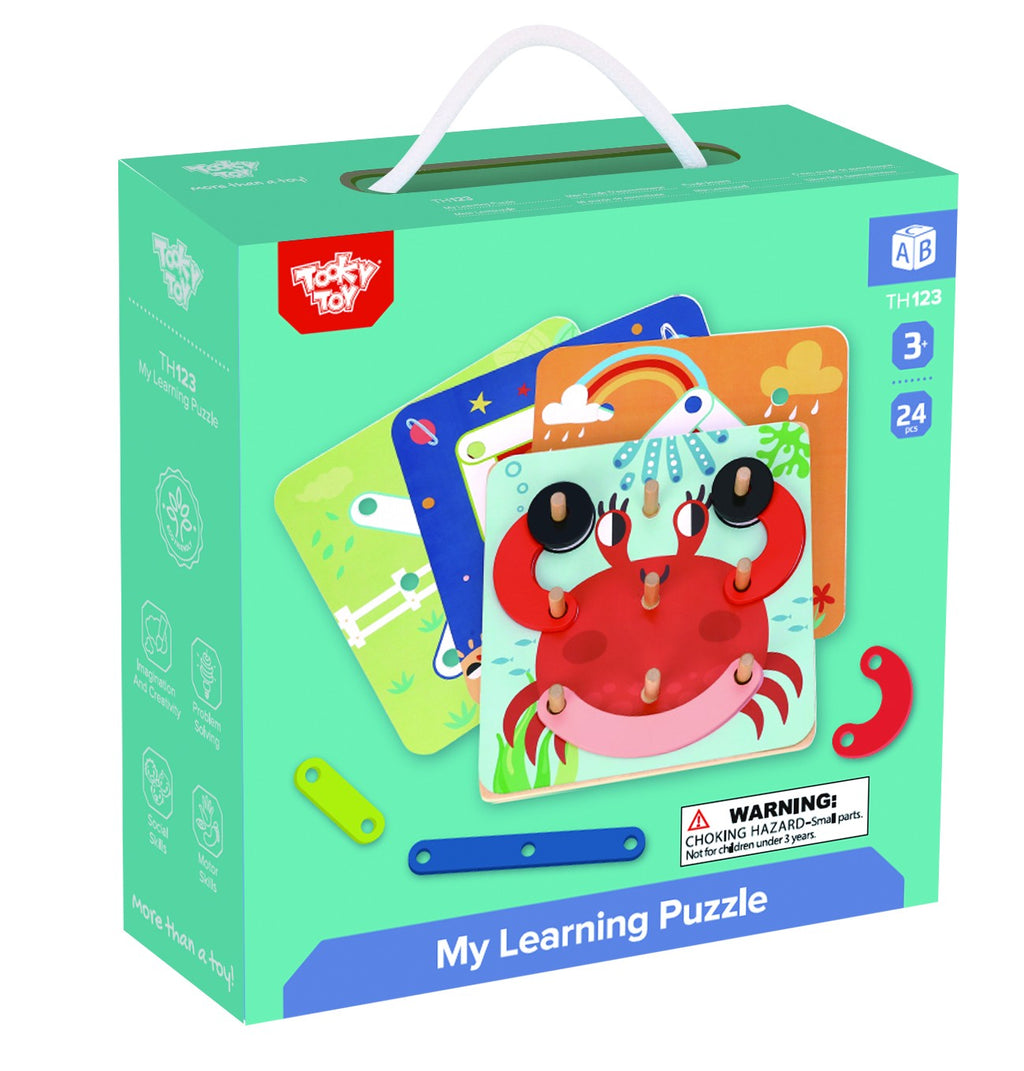 TOOKY TOY Drewniana Układanka Klocki Kołki Wzory Zwierząt do Odtworzenia Certyfikat FSC