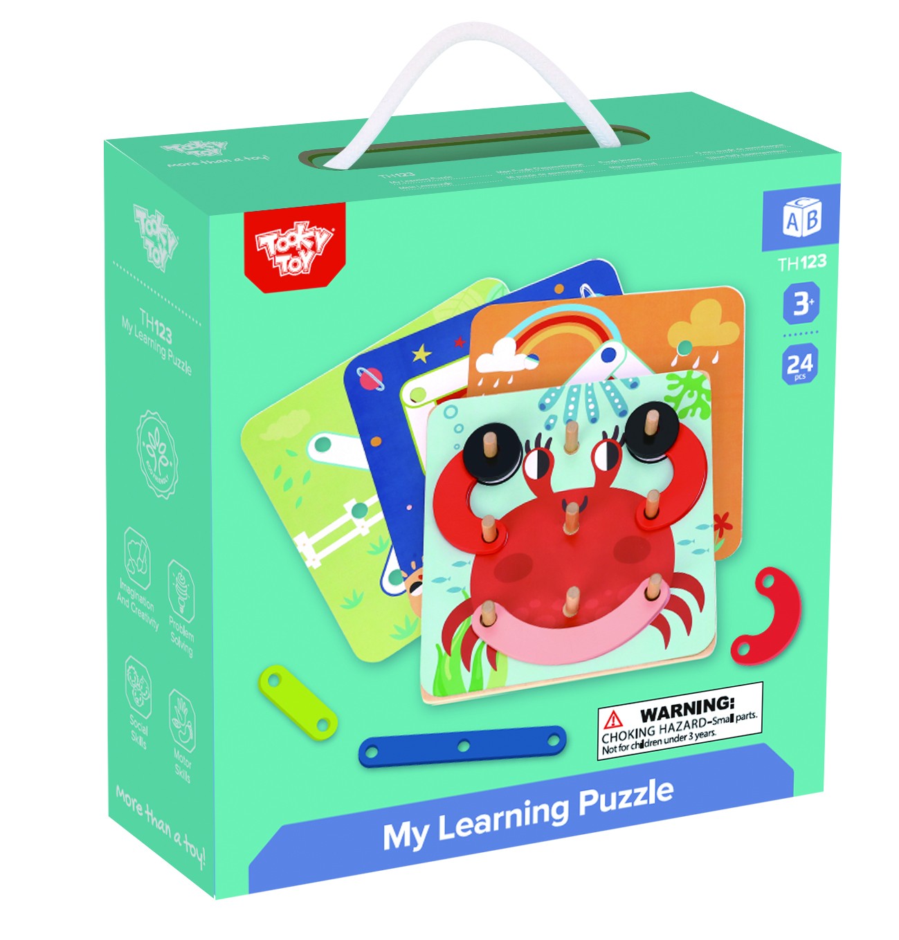 TOOKY TOY Drewniana Układanka Klocki Kołki Wzory Zwierząt do Odtworzenia Certyfikat FSC