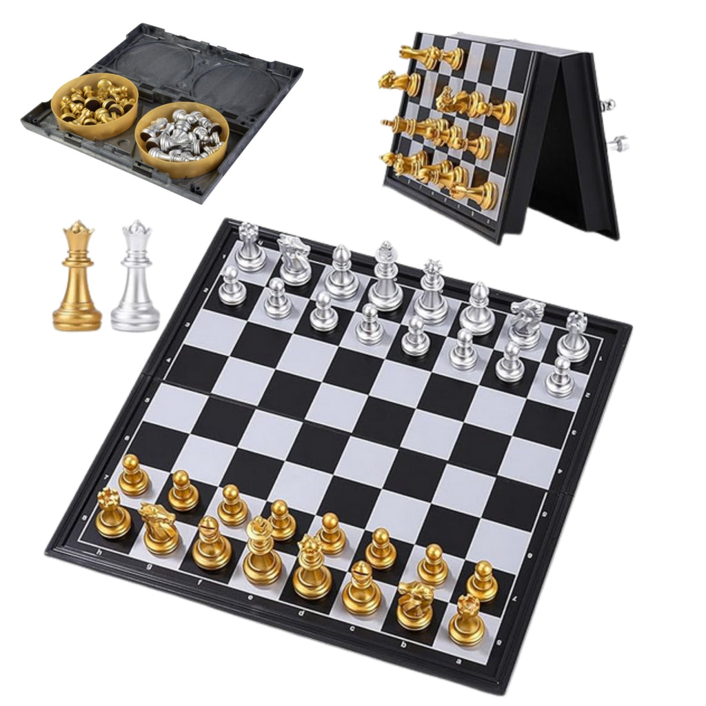WOOPIE Szachy Magnetyczne Przenośne Złote Srebrne