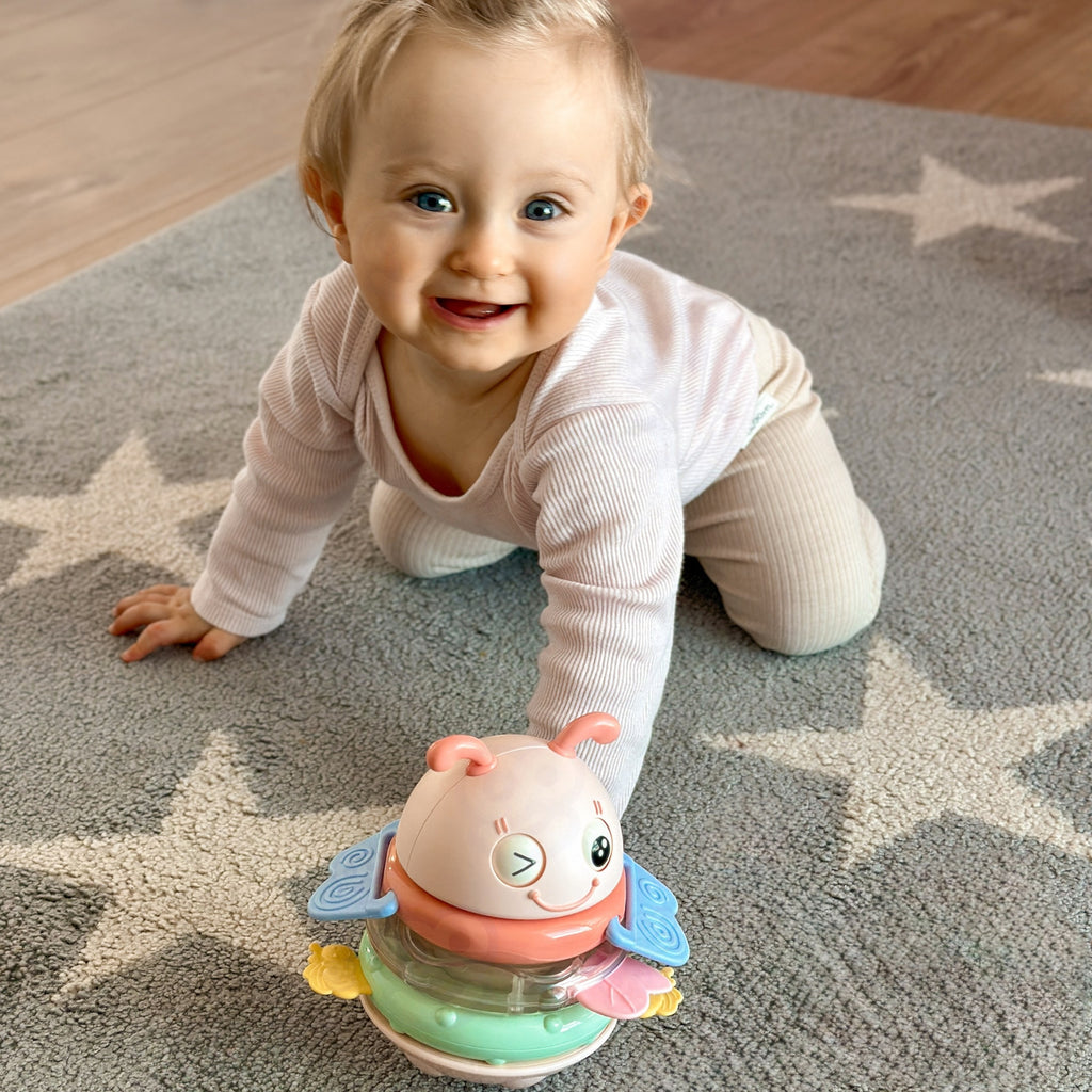 WOOPIE Baby Wańka Wstańka Zabawka Sensoryczna 2w1 Grzechotka Gryzak Różowa