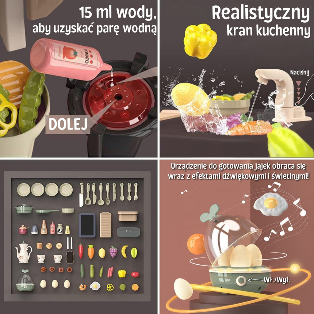 WOOPIE Interaktywna Kuchnia z Parą Kran z Obiegiem Wody Efekty 88 el.