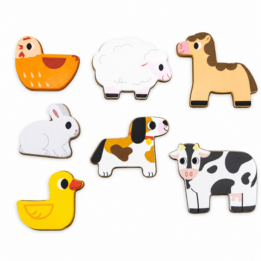 VIGA Drewniane Puzzle Układanka Montessori 2w1 Figurki Farma