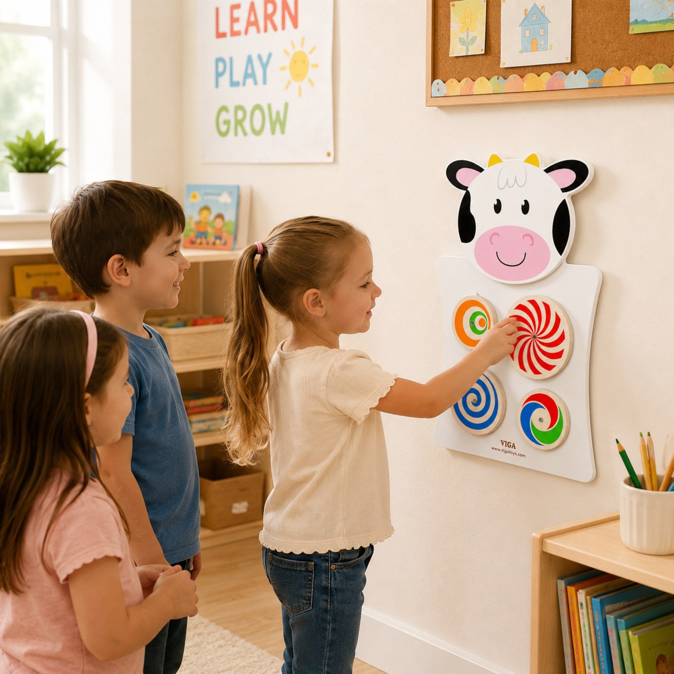 VIGA Drewniana Tablica Manipulacyjna Krówka Certyfikat FSC Montessori
