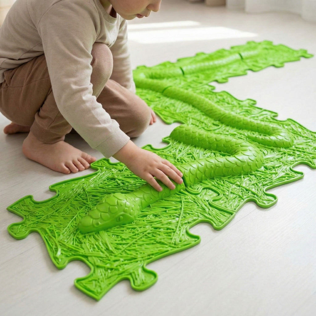 WOOPIE Mata Sensoryczna Ortopedyczna Puzzle Wąż Zielony 6 el.