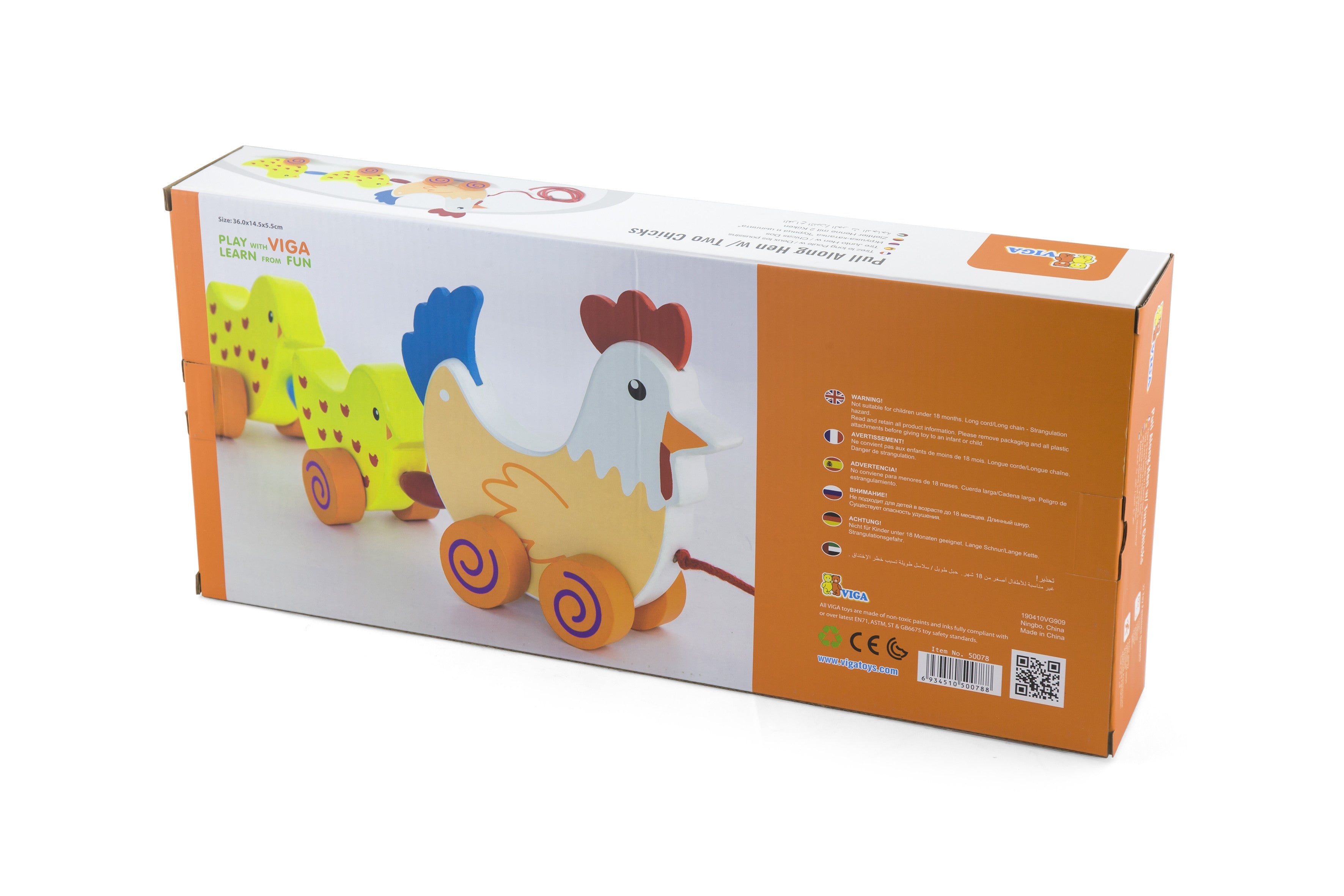 VIGA Zestaw do ciągnięcia Kurka z kurczakami 36 cm